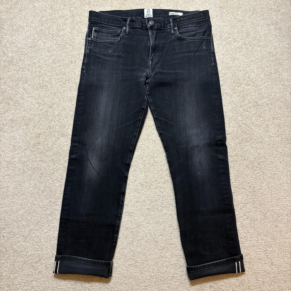 Hiroshi KATO Jeans‎ Mens 33x27 Black Selvedge Denim Pants The Pen Slim 4-Way USA